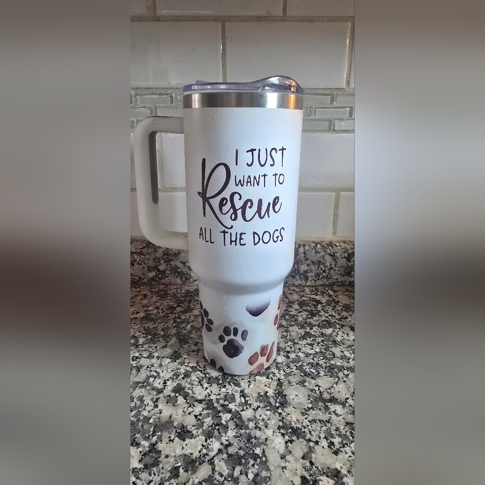 Dog Rescue Themed White Travel Mug